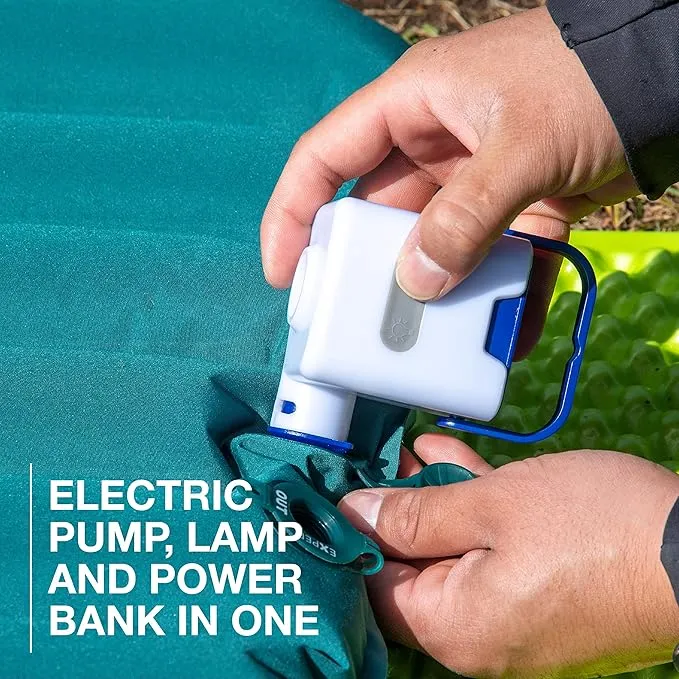 Exped Widget | High-Power Sleeping Mat Pump | Rechargeable Battery Bank | Lumen Lantern, White/Navy