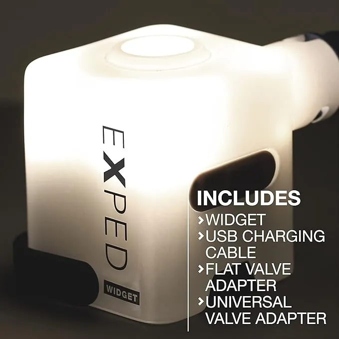 Exped Widget | High-Power Sleeping Mat Pump | Rechargeable Battery Bank | Lumen Lantern, White/Navy
