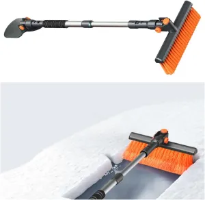Extendable Car Ice Scraper Snow Brush, 37" Detachable 360° Rotation Vehicle Snow Removal Tool for Windshield, Auto Snow Remover with Foam Grip, Universal for SUV, Truck, RV (Black)