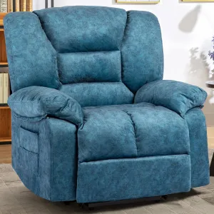Fabric Lazy Boy Recliner Chair for Bedroom, Manual Reclining Chairs for Adults，Blue Recliner Chair with Adjustable Backrest & Foootrest/Overstuffed Cushion, Havy Duty (Blue)