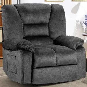 Fabric Lazy Boy Recliner Chair for Bedroom, Manual Reclining Chairs for Adults，Grey Recliner Chair with Adjustable Backrest & Foootrest/Overstuffed Cushion, Havy Duty (Grey)