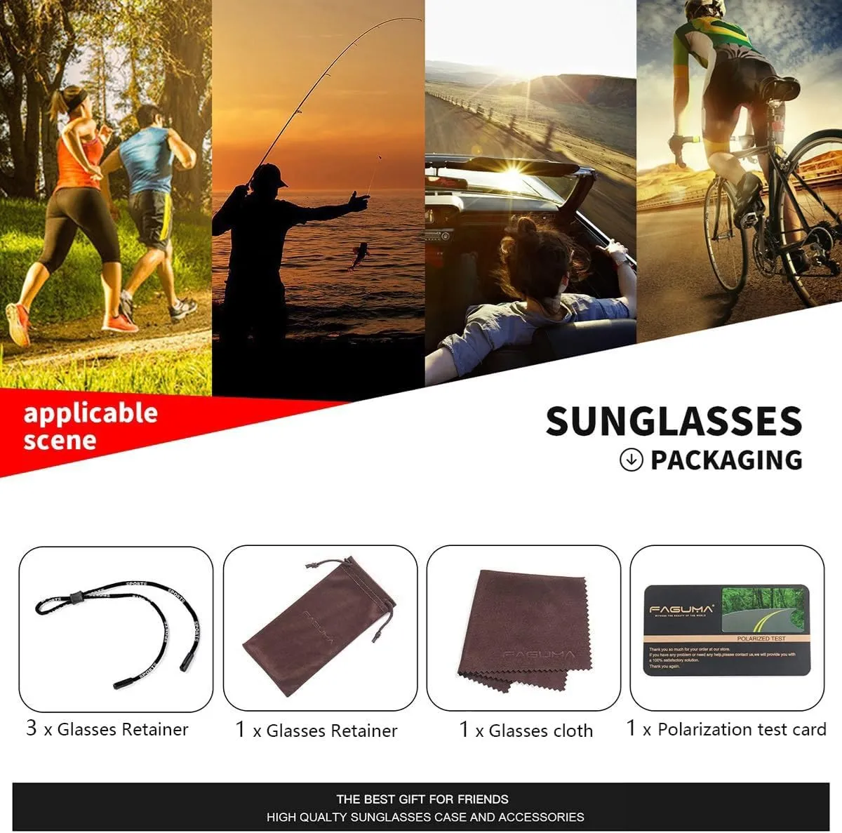 FAGUMA Sports Polarized Sunglasses For Men Cycling Driving Fishing UV400 Protection