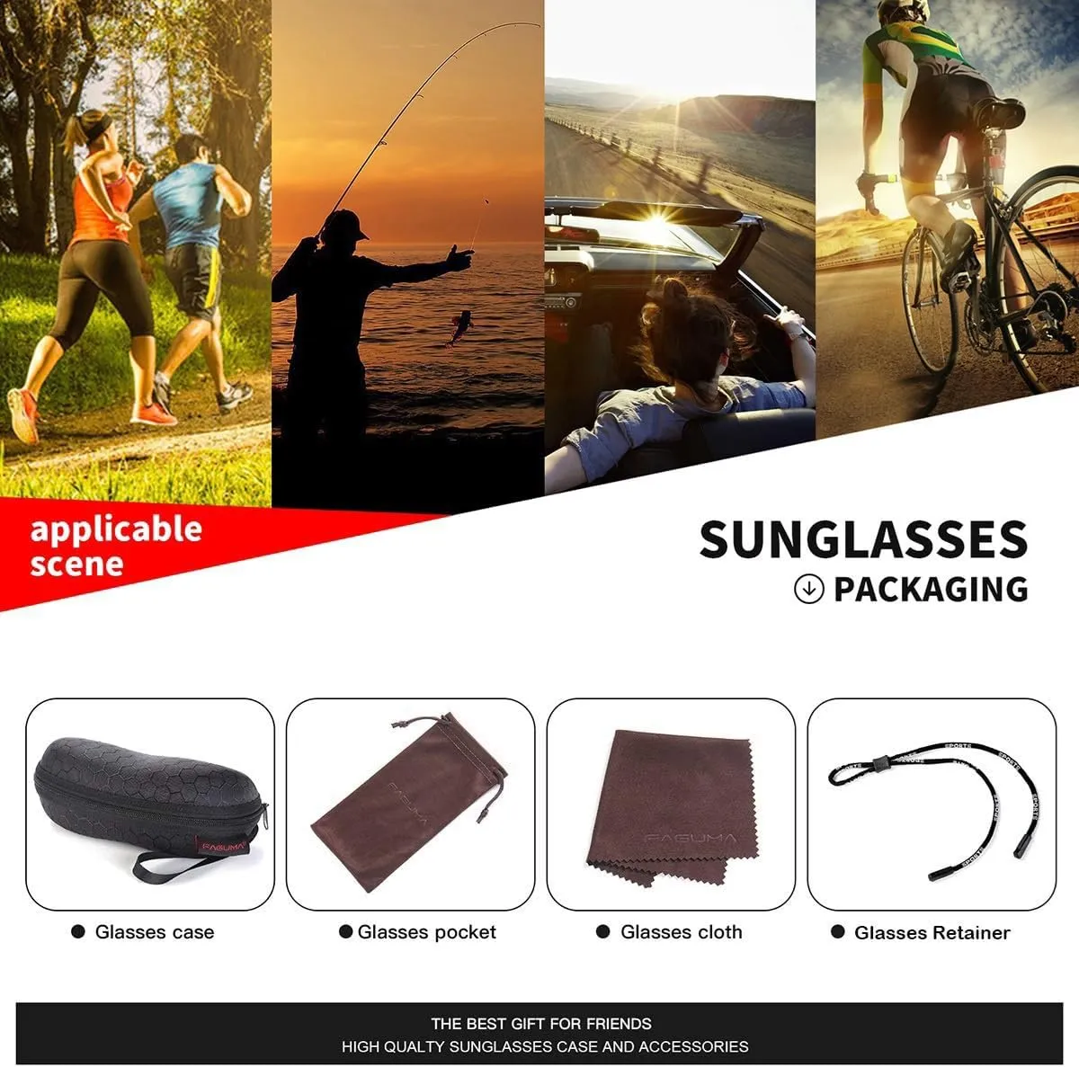 FAGUMA Sports Polarized Sunglasses For Men Cycling Driving Fishing UV400 Protection