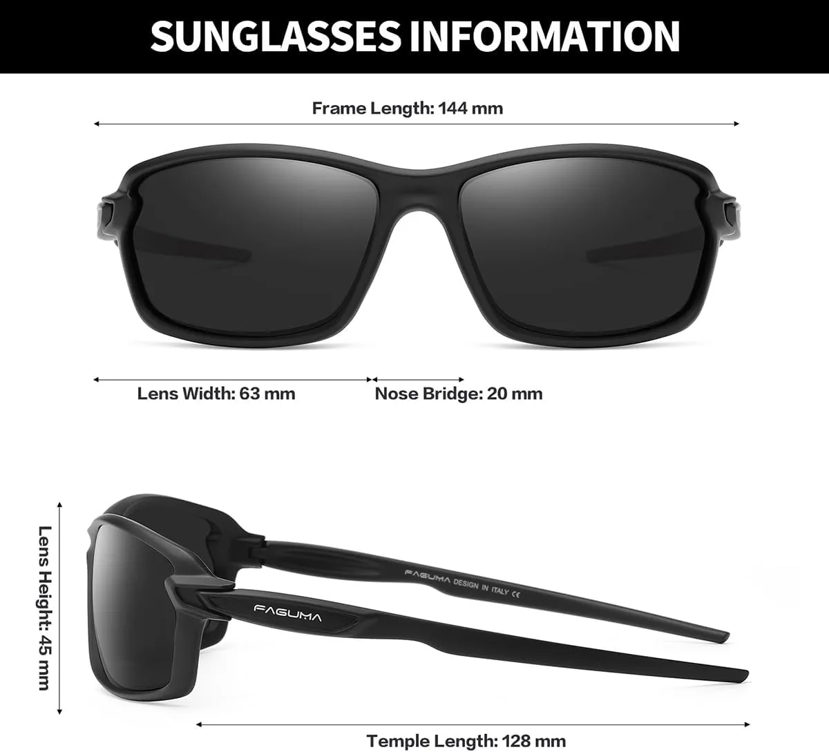 FAGUMA Ultralight Polarized Sports Sunglasses For Men Cycling Driving Fishing Running UV400 Protection