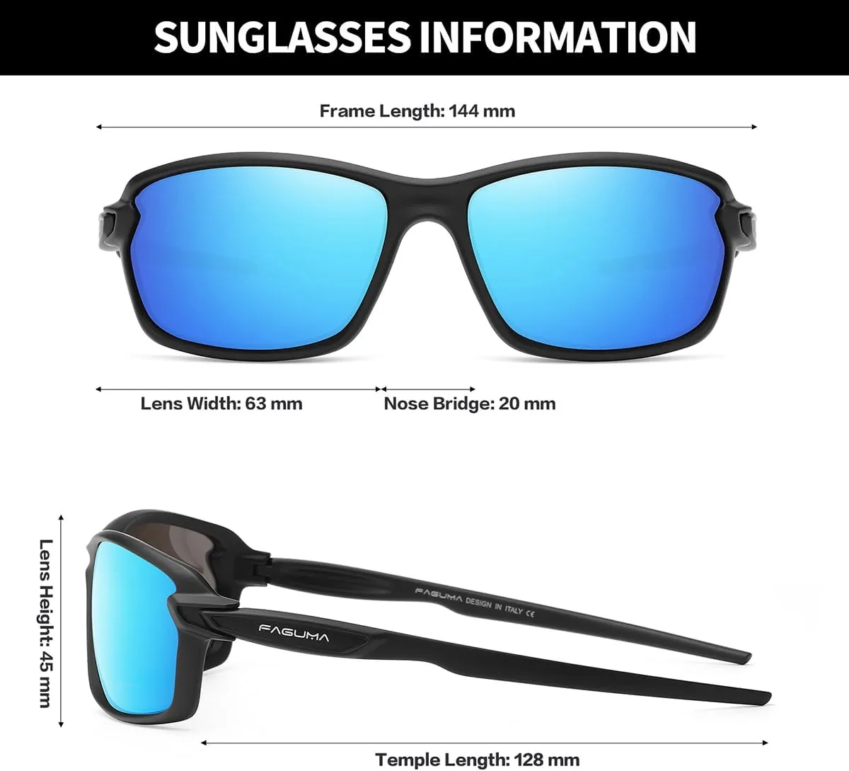 FAGUMA Ultralight Polarized Sports Sunglasses For Men Cycling Driving Fishing Running UV400 Protection