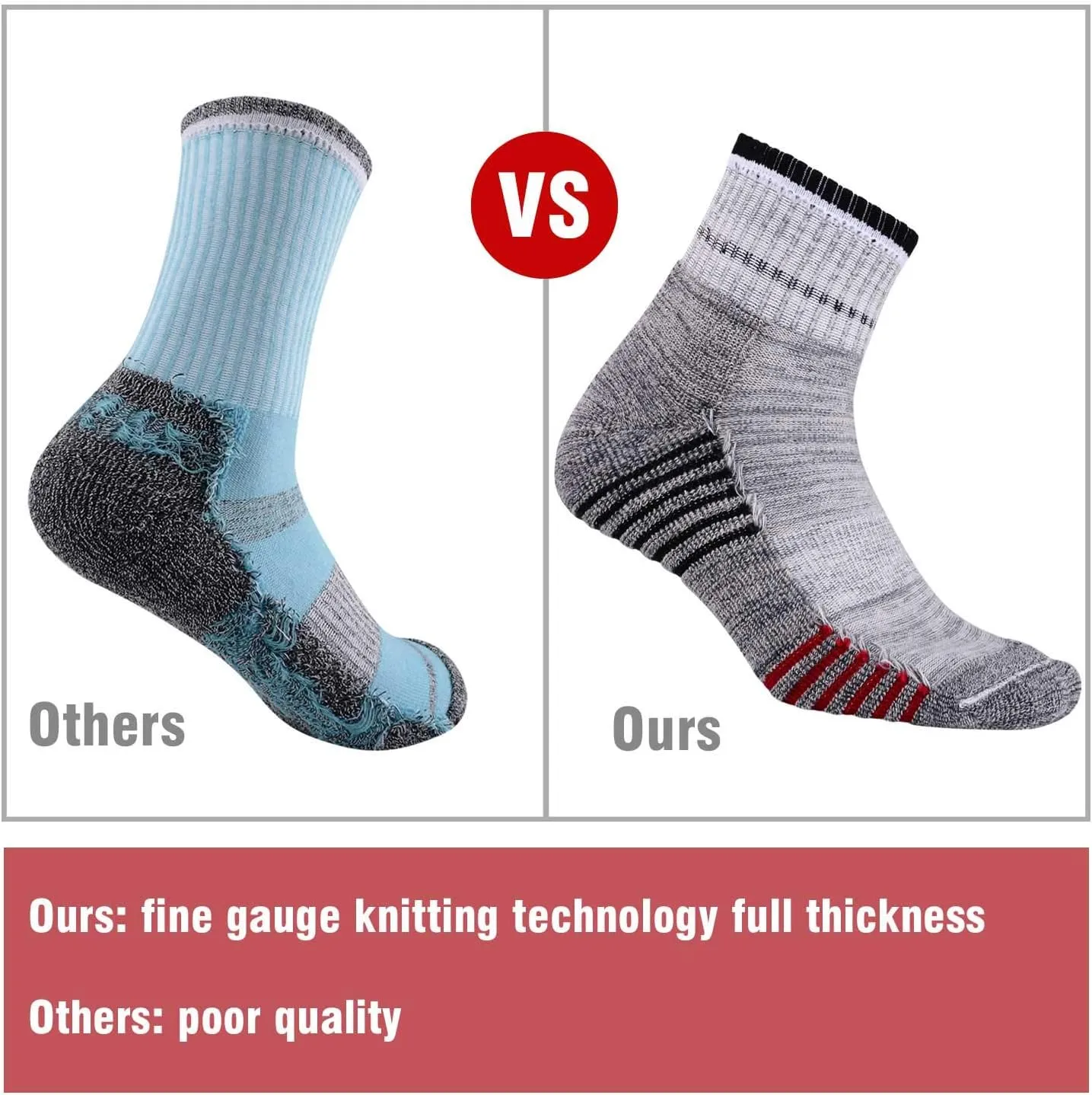 FEIDEER Men's Hiking Walking Socks, Multi-Pack Wicking Cushioned Outdoor Recreation Hiking Socks