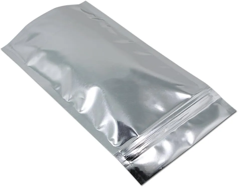 FERENLI 100Pcs Stand Up Clear Front Zipper Lock Resealable Aluminum Mylar Foil Plastic Packaging Bag for Zip Heat Sealable Aluminum Foil Lock with Tear Notch Long Term Food Storage (3.9x5.9 inch)