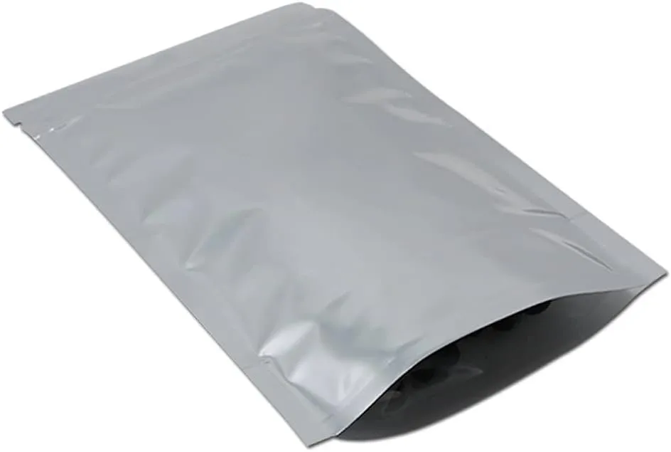 FERENLI 100Pcs Stand Up Clear Front Zipper Lock Resealable Aluminum Mylar Foil Plastic Packaging Bag for Zip Heat Sealable Aluminum Foil Lock with Tear Notch Long Term Food Storage (3.9x5.9 inch)
