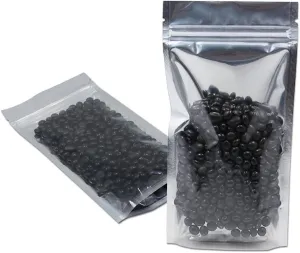 FERENLI 100Pcs Stand Up Clear Front Zipper Lock Resealable Aluminum Mylar Foil Plastic Packaging Bag for Zip Heat Sealable Aluminum Foil Lock with Tear Notch Long Term Food Storage (3.9x5.9 inch)