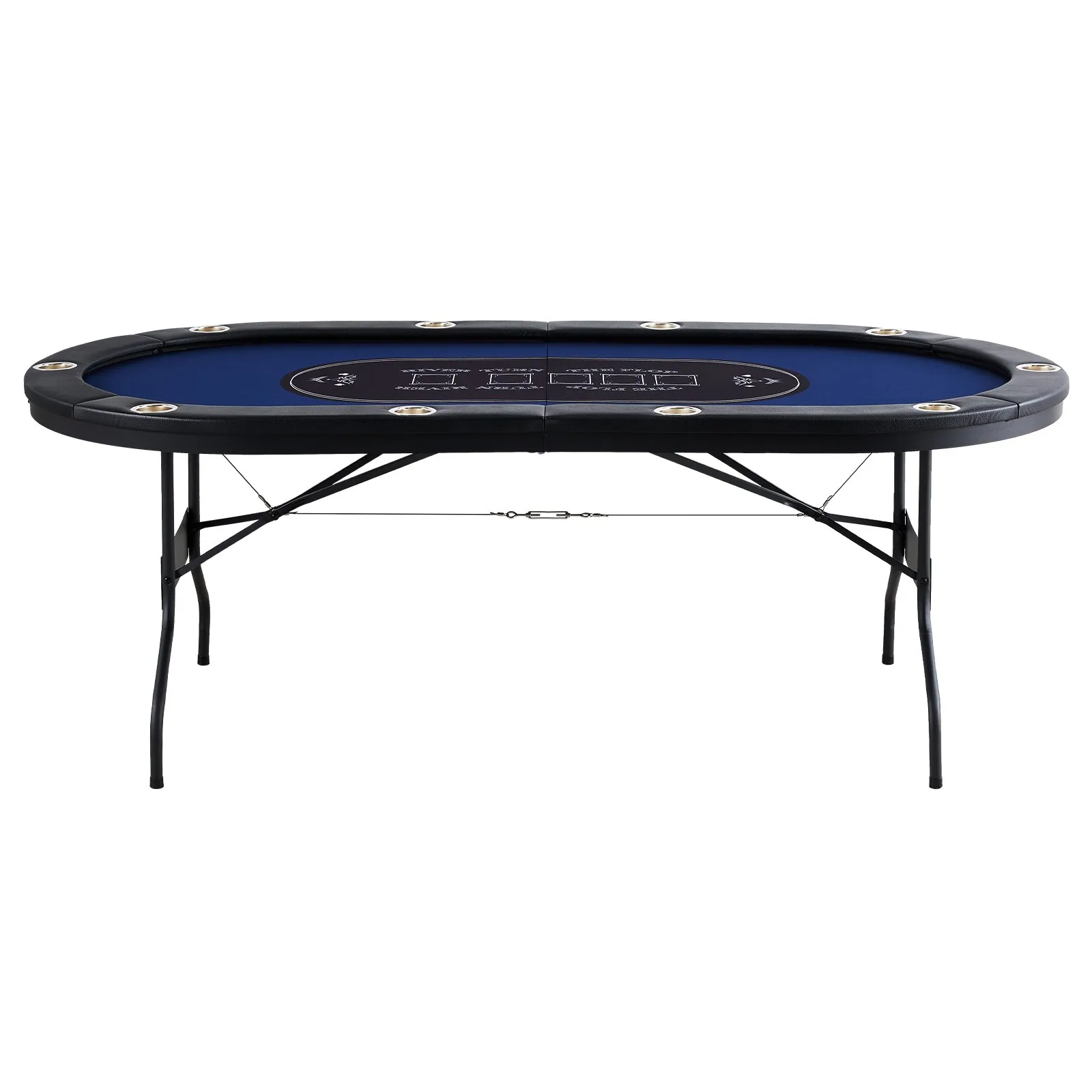 (FINAL PRICES ARE LOWER ON OUR SITE!) VEVOR 10 Player Foldable Poker Table, Blackjack Texas Holdem Poker Table with Padded Rails and Stainless Steel Cup Holders, Portable Folding Card Board Game Table, 84" Oval Casino Leisure Table