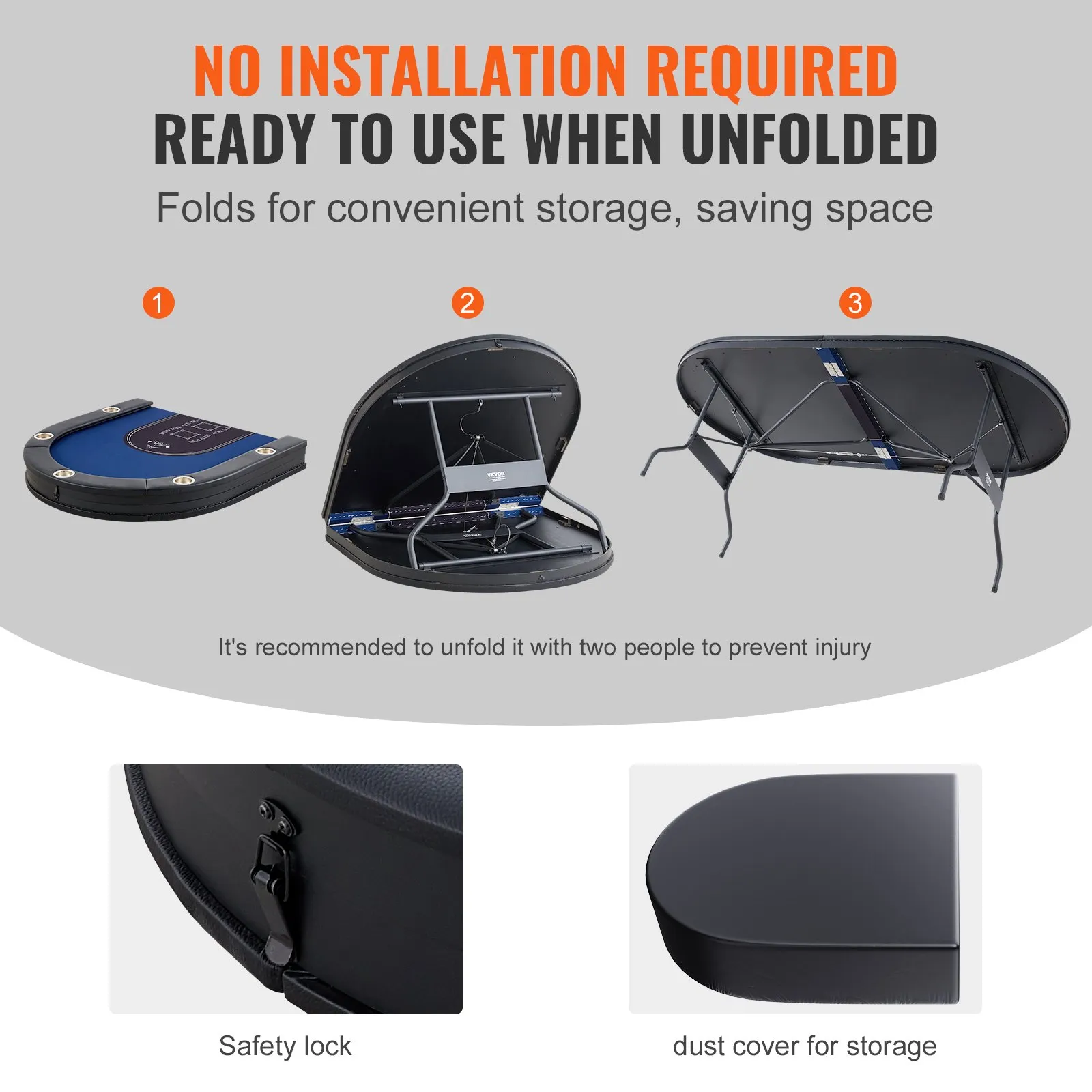 (FINAL PRICES ARE LOWER ON OUR SITE!) VEVOR 10 Player Foldable Poker Table, Blackjack Texas Holdem Poker Table with Padded Rails and Stainless Steel Cup Holders, Portable Folding Card Board Game Table, 84" Oval Casino Leisure Table