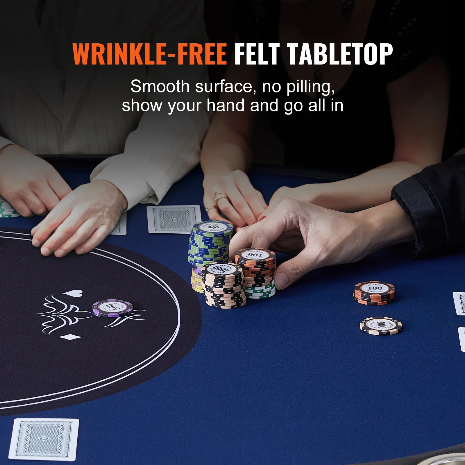 (FINAL PRICES ARE LOWER ON OUR SITE!) VEVOR 10 Player Foldable Poker Table, Blackjack Texas Holdem Poker Table with Padded Rails and Stainless Steel Cup Holders, Portable Folding Card Board Game Table, 84" Oval Casino Leisure Table