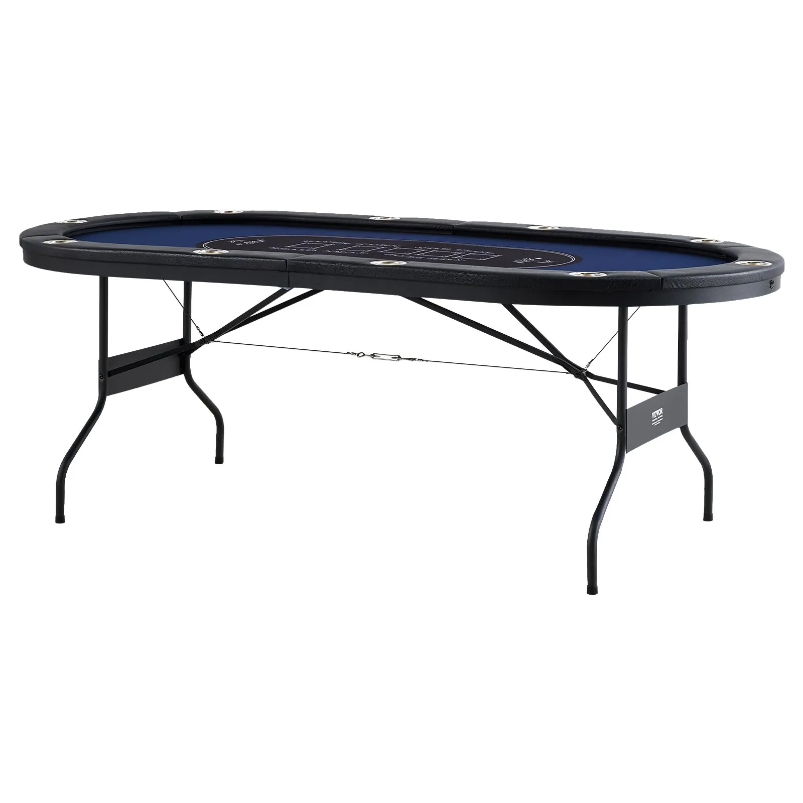 (FINAL PRICES ARE LOWER ON OUR SITE!) VEVOR 10 Player Foldable Poker Table, Blackjack Texas Holdem Poker Table with Padded Rails and Stainless Steel Cup Holders, Portable Folding Card Board Game Table, 84" Oval Casino Leisure Table