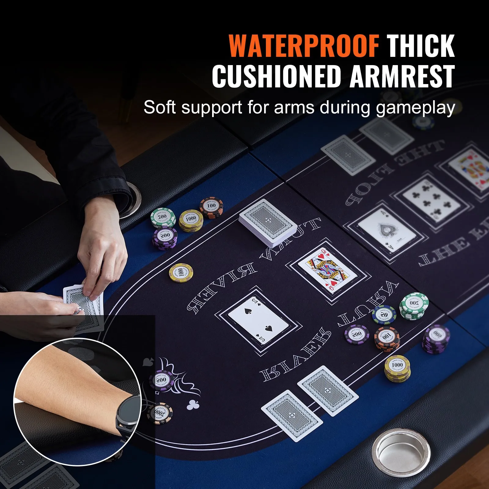 (FINAL PRICES ARE LOWER ON OUR SITE!) VEVOR 10 Player Foldable Poker Table, Blackjack Texas Holdem Poker Table with Padded Rails and Stainless Steel Cup Holders, Portable Folding Card Board Game Table, 84" Oval Casino Leisure Table