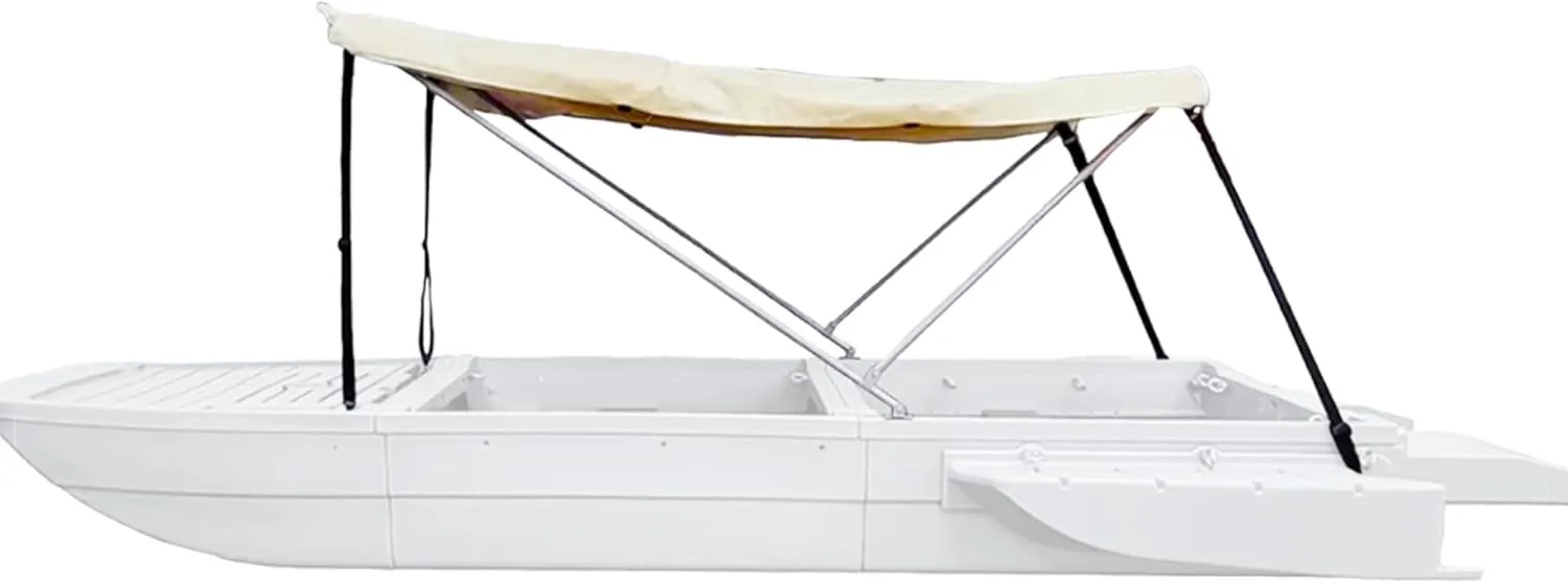 Fishing Boat, Folding Pontoon Boat, Fits in Car Trunk – Portable Modular Kayak, Seats 2-6, Motor-Ready, Sturdier Than Inflatable Boats – Ideal for Lure Fishing, Paddling Trip, Hunting, Rescue