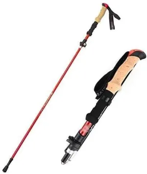Five-Section Telescopic Folding Trekking Pole, EVA Cork Handle, Shock Absorbing Hiking Stick, Lightweight Alloy Outdoor Walking Stick