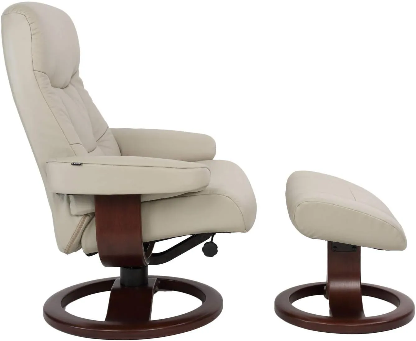 Fjords Leather Norwegian Ergonomic Scandinavian Lounge Reclining Chair 215 Large Muldal Recliner Furniture Nordic Line Genuine Sandel Light Brown Leather Walnut Wood