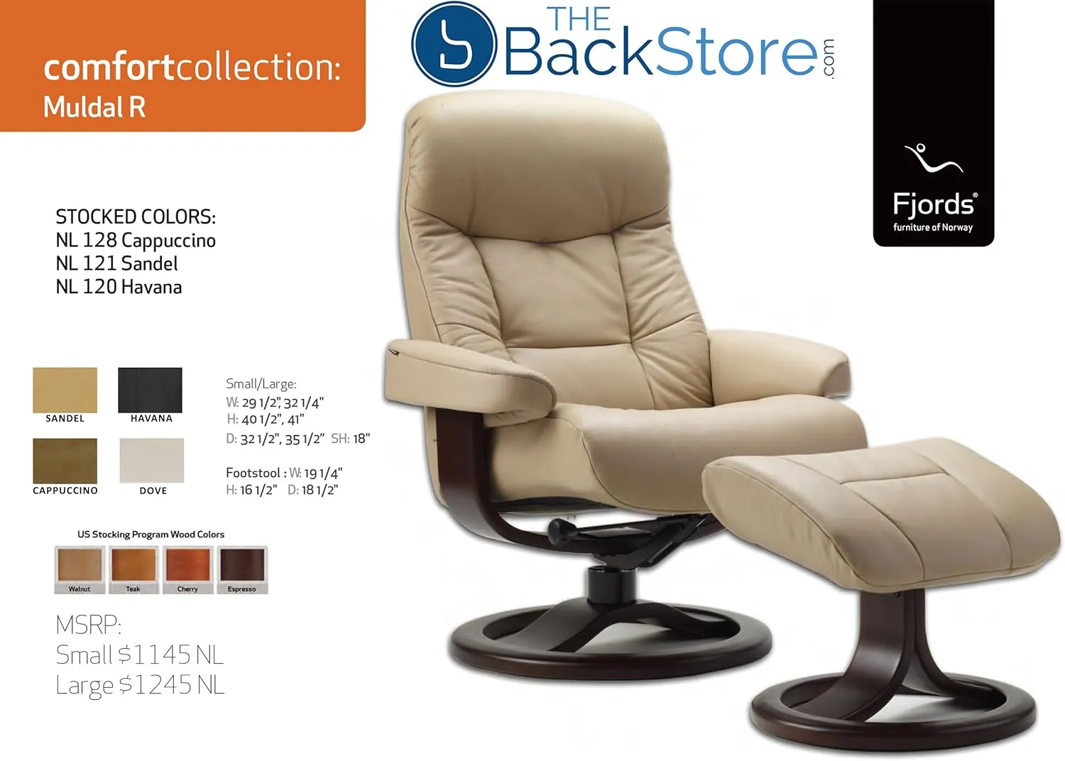 Fjords Leather Norwegian Ergonomic Scandinavian Lounge Reclining Chair 215 Large Muldal Recliner Furniture Nordic Line Genuine Sandel Light Brown Leather Walnut Wood