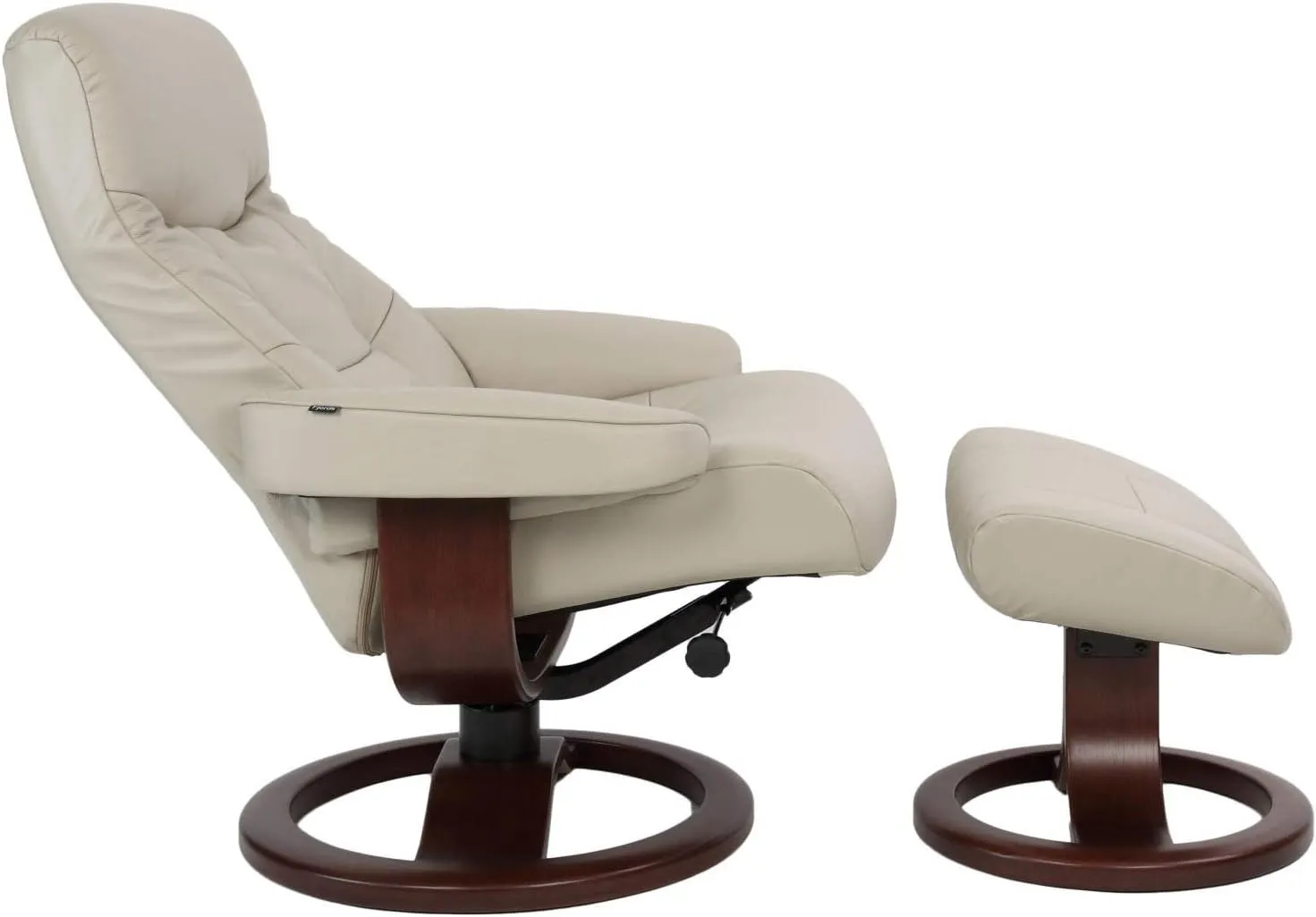 Fjords Leather Norwegian Ergonomic Scandinavian Lounge Reclining Chair 215 Large Muldal Recliner Furniture Nordic Line Genuine Sandel Light Brown Leather Walnut Wood