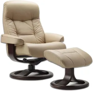 Fjords Leather Norwegian Ergonomic Scandinavian Lounge Reclining Chair 215 Large Muldal Recliner Furniture Nordic Line Genuine Sandel Light Brown Leather Walnut Wood