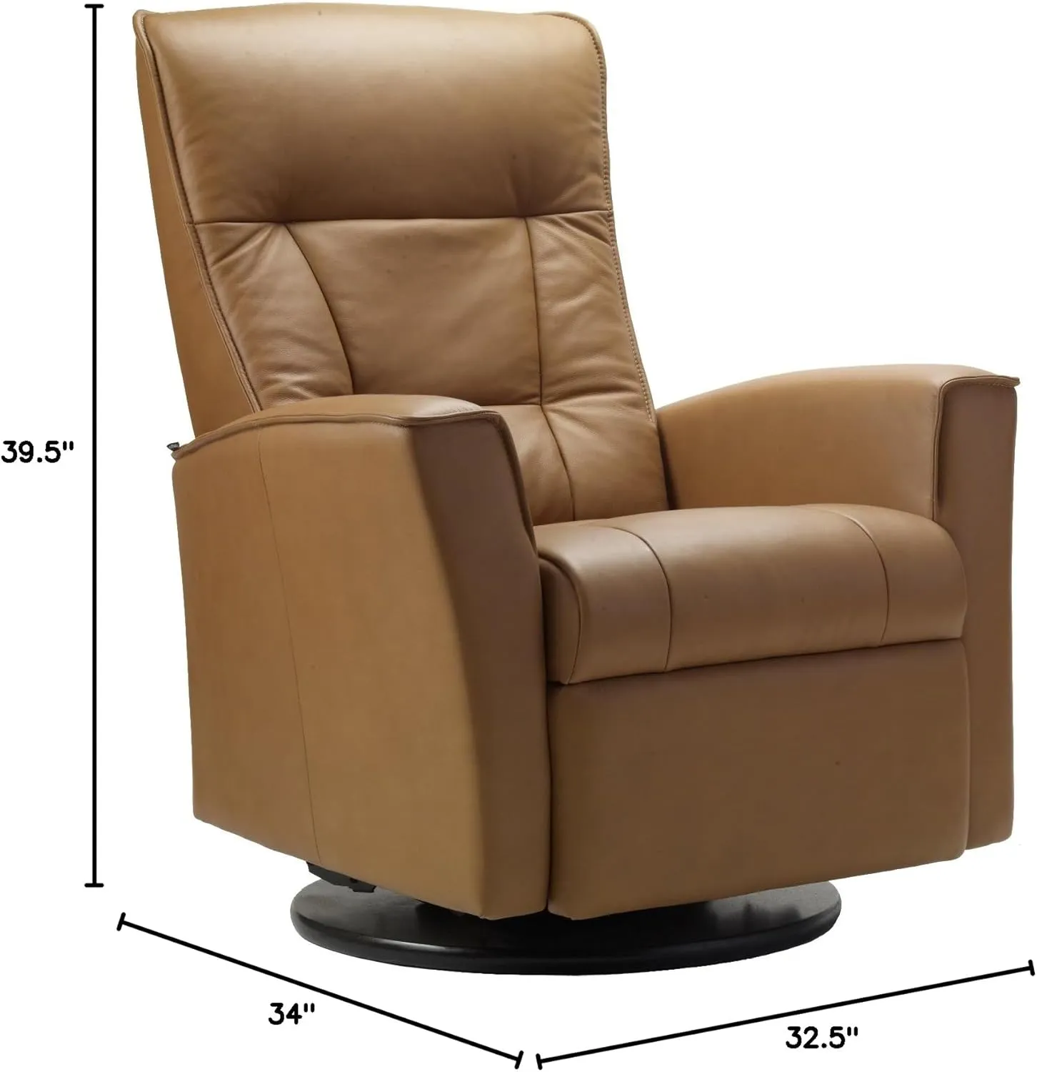 Fjords Ulstein Swing Relaxer Recliner Norwegian Ergonomic Scandinavian Lounge Manual Reclining Chair Furniture Nordic Line Cappuccino Genuine Leather by Hjellegjerde
