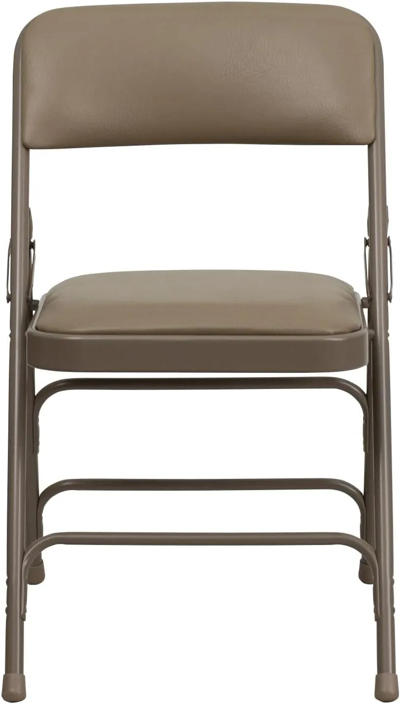 Flash Furniture 4 Pack HERCULES Series Curved Triple Braced & Double Hinged Beige Vinyl Metal Folding Chair