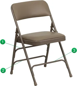Flash Furniture 4 Pack HERCULES Series Curved Triple Braced & Double Hinged Beige Vinyl Metal Folding Chair