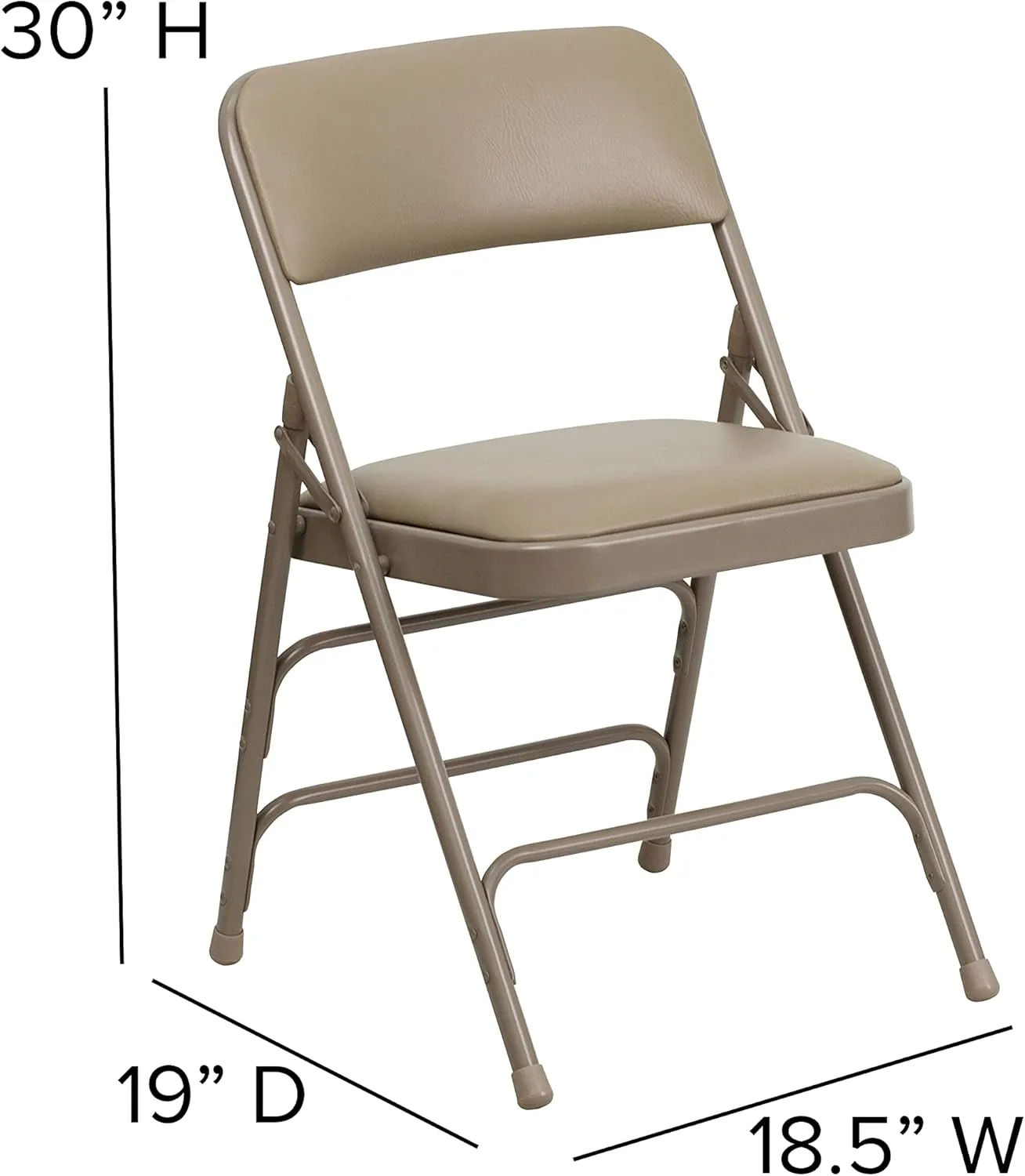 Flash Furniture 4 Pack HERCULES Series Curved Triple Braced & Double Hinged Beige Vinyl Metal Folding Chair