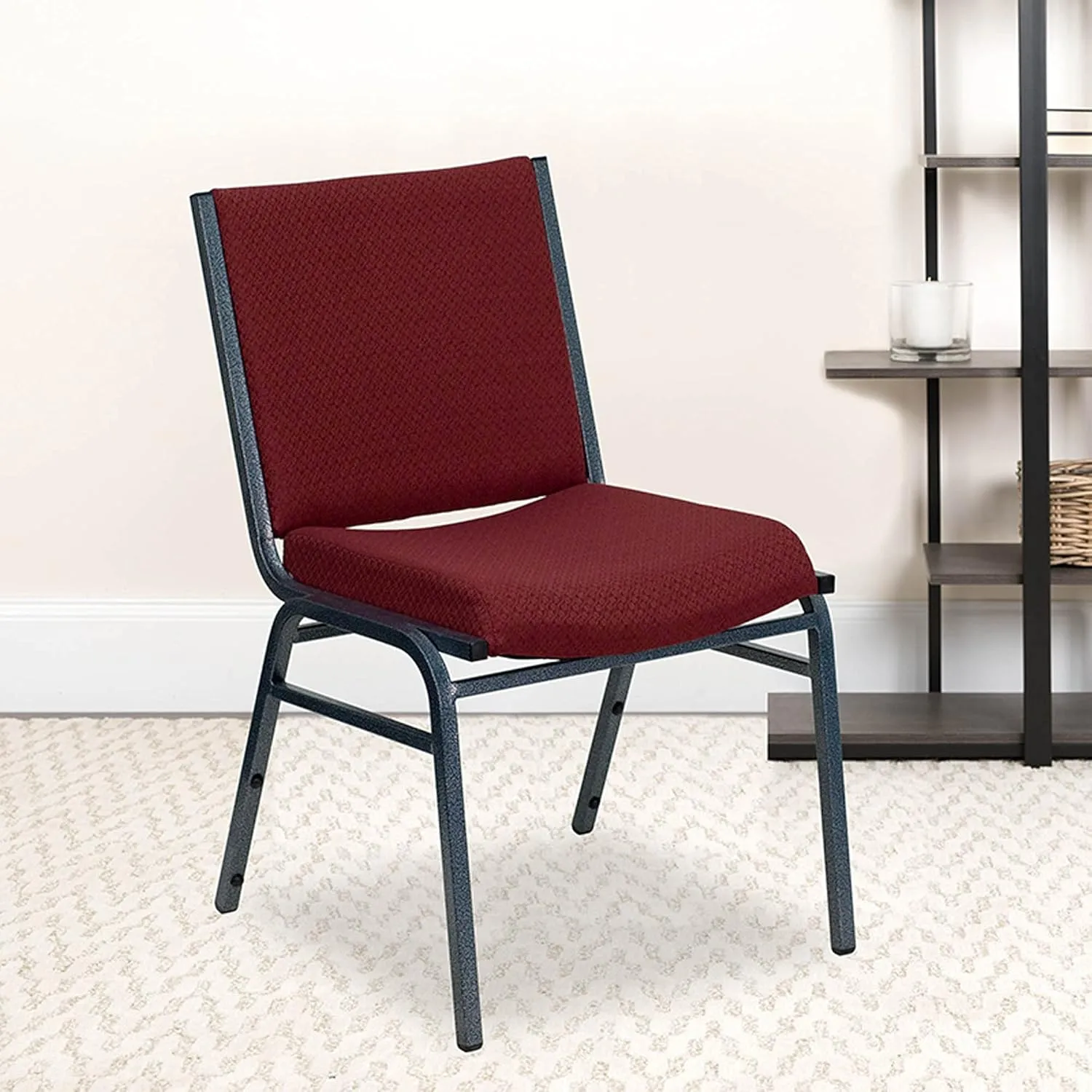Flash Furniture 4 Pack HERCULES Series Heavy Duty Burgundy Patterned Fabric Stack Chair