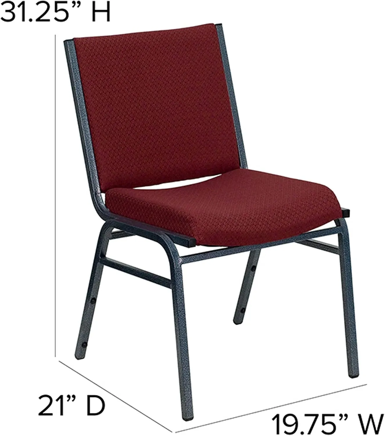 Flash Furniture 4 Pack HERCULES Series Heavy Duty Burgundy Patterned Fabric Stack Chair