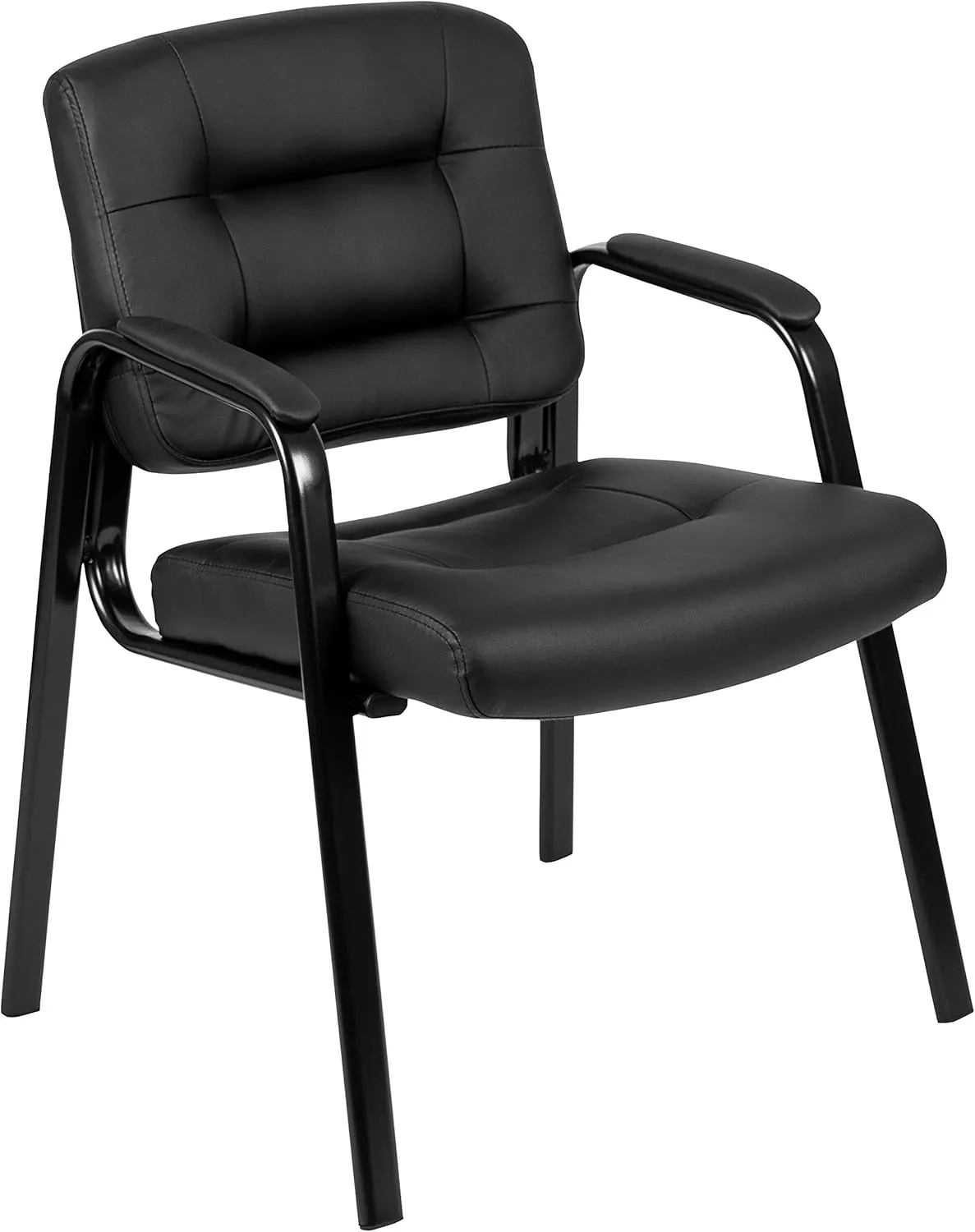 Flash Furniture Darwin Flash Fundamentals LeatherSoft Executive Reception Chair, Modern Tufted Lounge Chair for Living Room or Office, Black
