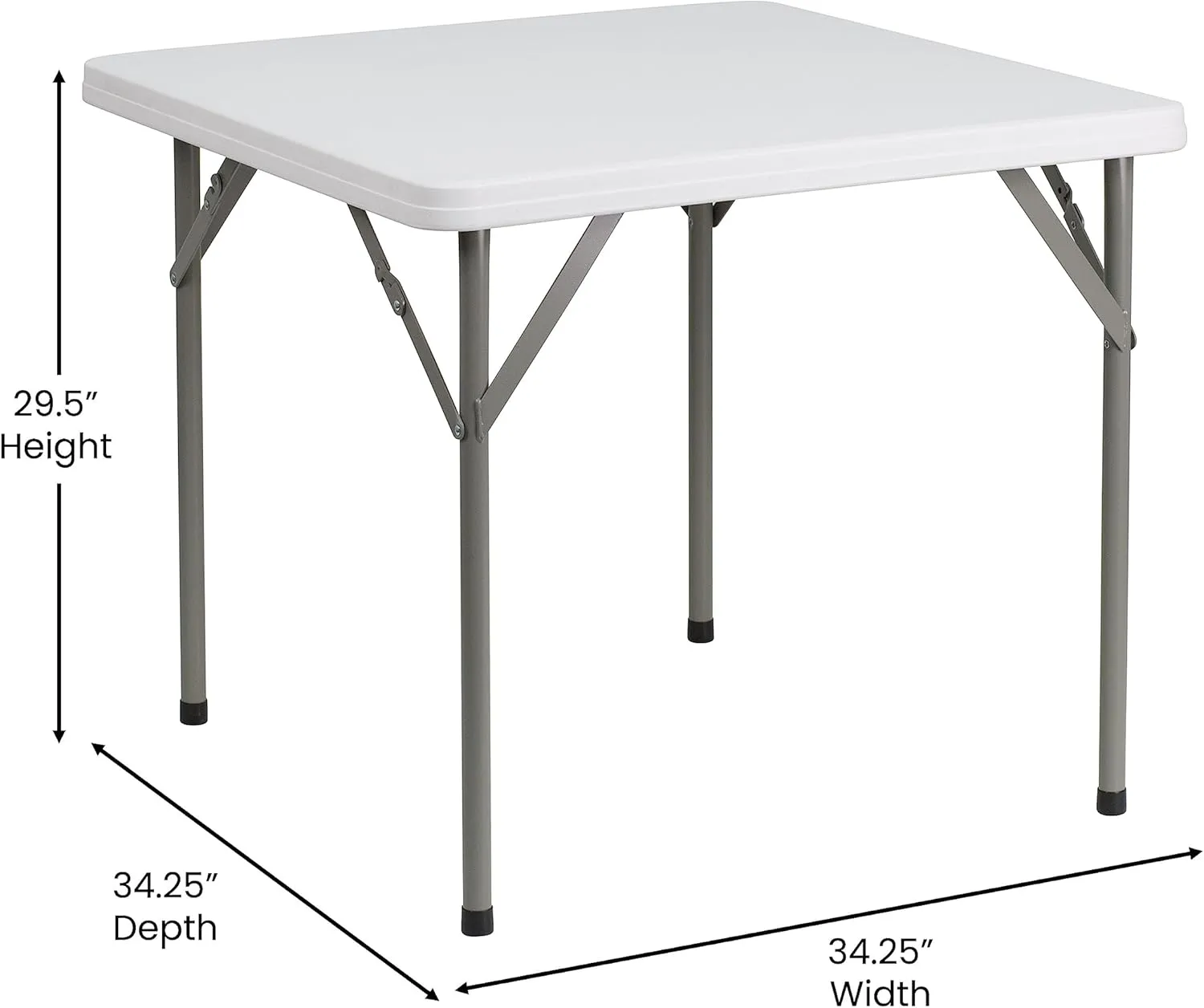 Flash Furniture Elon 2.85' Square Plastic Folding Event Table for Indoor/Outdoor Events, Portable Banquet Table with Locking Legs, White