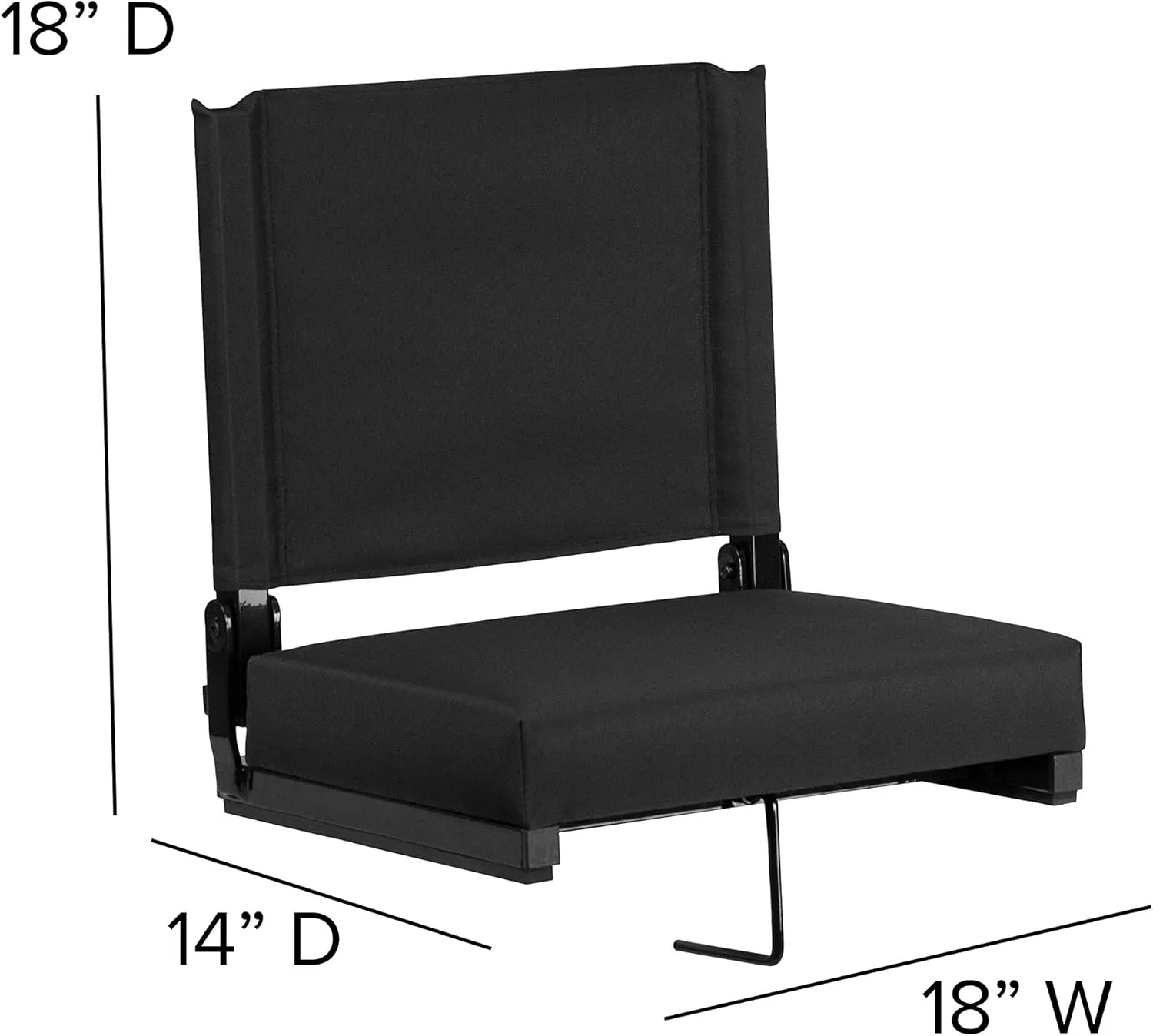 Flash Furniture Grandstand Portable Stadium Seats for Bleachers or Benches, Folding Padded Stadium Chairs with Handle, Pack of 2, 500 lb. Weight Capacity, Black