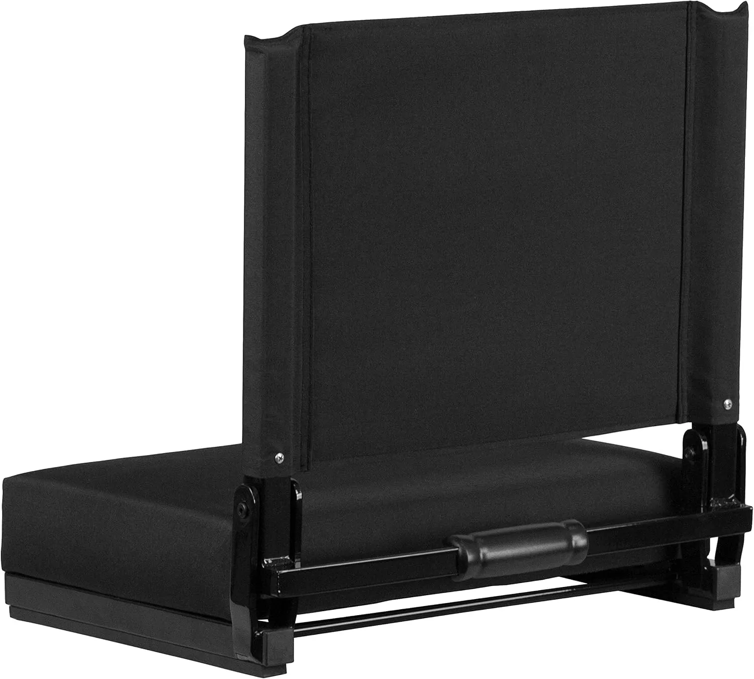 Flash Furniture Grandstand Portable Stadium Seats for Bleachers or Benches, Folding Padded Stadium Chairs with Handle, Pack of 2, 500 lb. Weight Capacity, Black