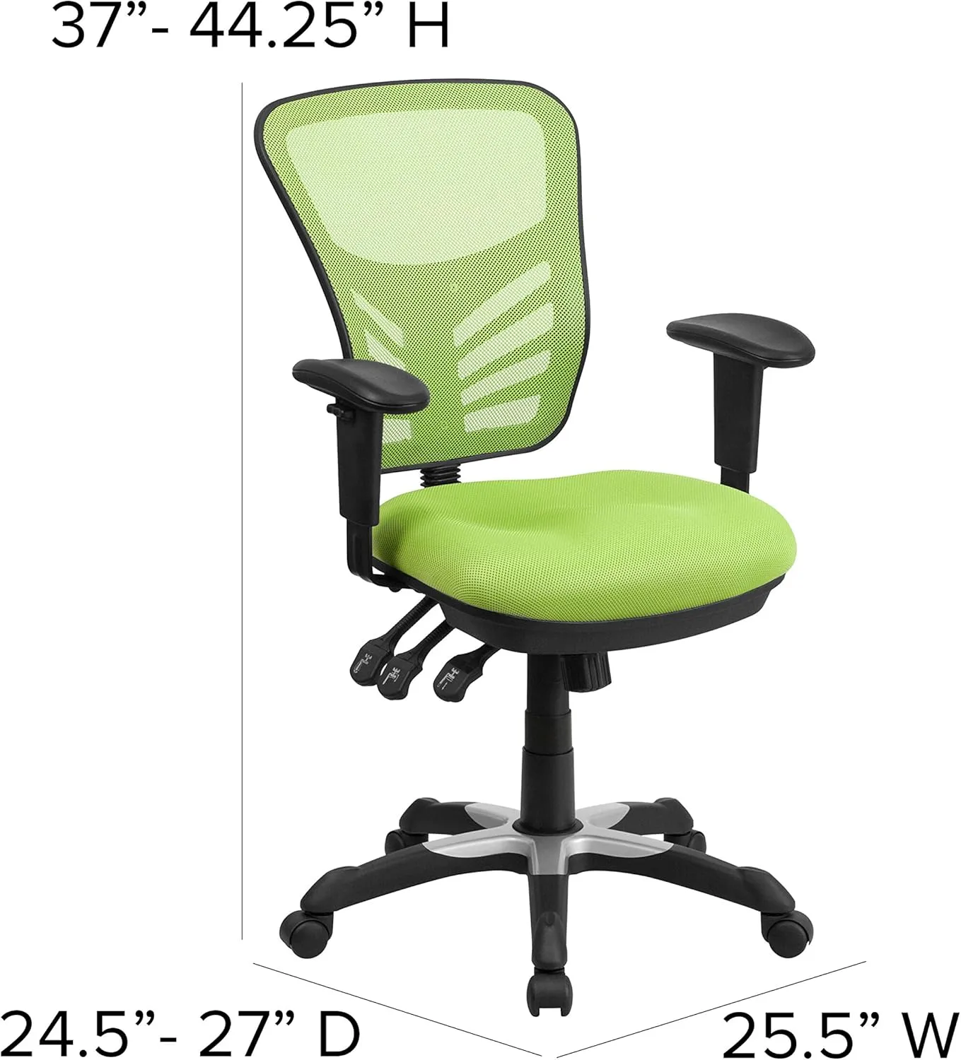 Flash Furniture Nicholas Mid-Back Swivel Office and Gaming Chair, Ergonomic Mesh Office Chair with Adjustable Lumbar Support and Height, Green