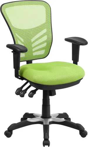 Flash Furniture Nicholas Mid-Back Swivel Office and Gaming Chair, Ergonomic Mesh Office Chair with Adjustable Lumbar Support and Height, Green