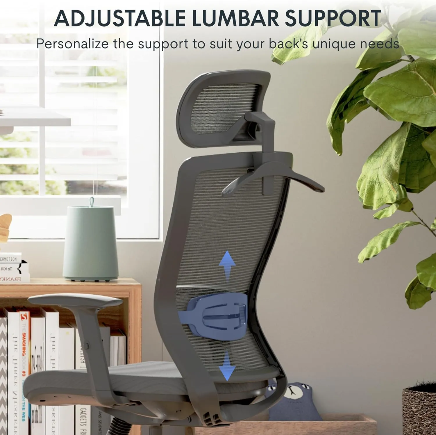 FLEXISPOT Ergonomic Office Chair, High Back Swivel Computer Chair, Home Office Desk Chairs, with 2D Headrest/Adjustable Back Support/Heavy Duty Base, Foam Seat Cushion, Gray
