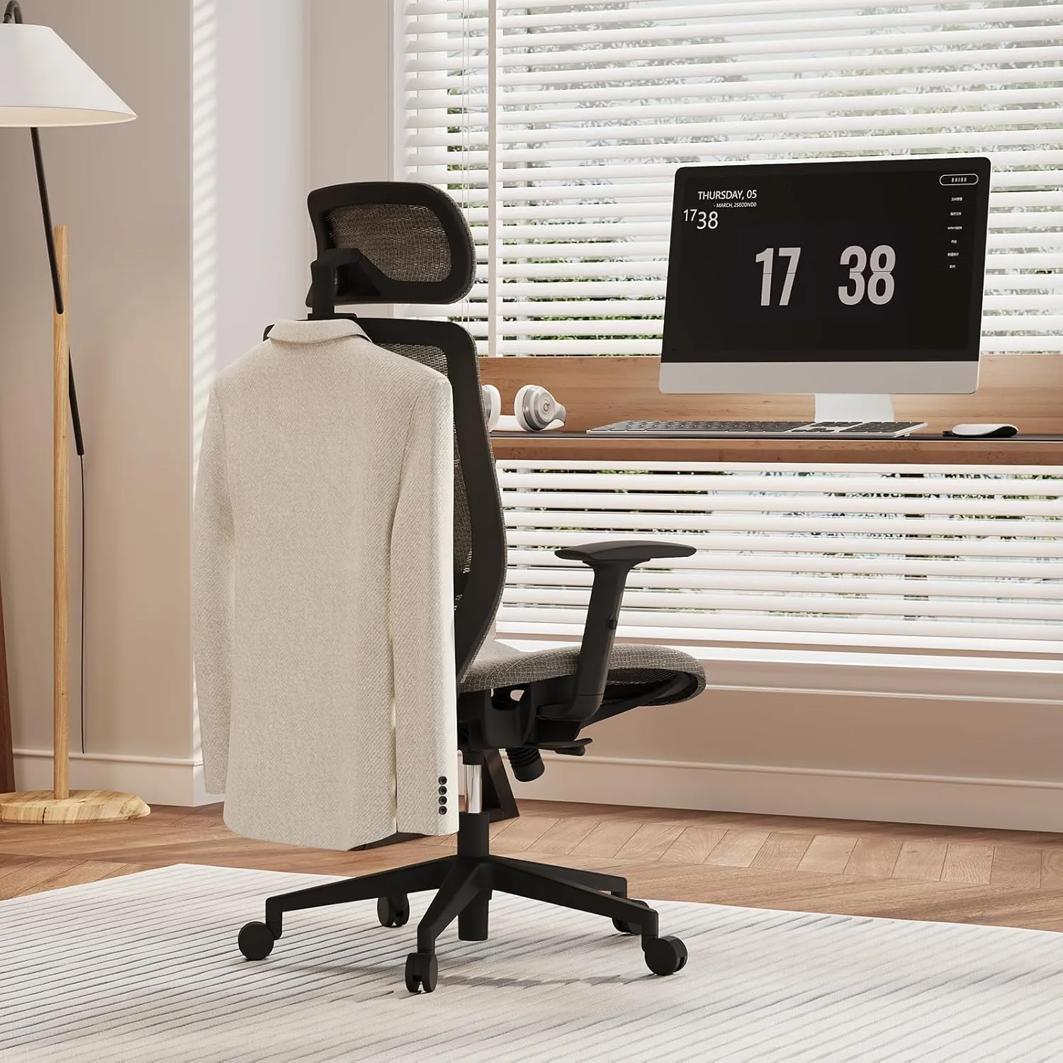 FLEXISPOT Ergonomic Office Chair, High Back Swivel Computer Chair, Home Office Desk Chairs, with 2D Headrest/Adjustable Back Support/Heavy Duty Base, Foam Seat Cushion, Gray