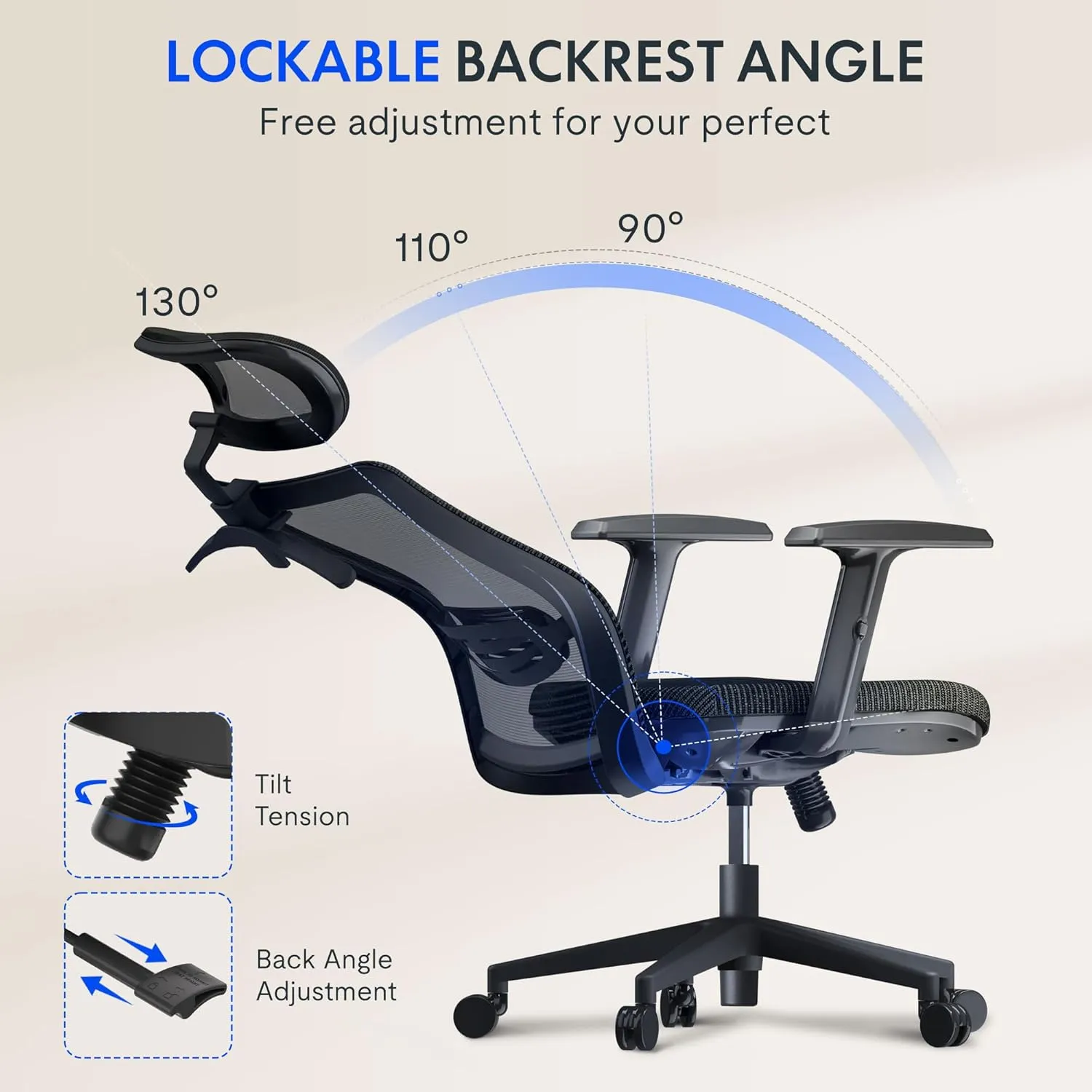 FLEXISPOT Ergonomic Office Chair, High Back Swivel Computer Chair, Home Office Desk Chairs, with 2D Headrest/Adjustable Back Support/Heavy Duty Base, Foam Seat Cushion, Gray
