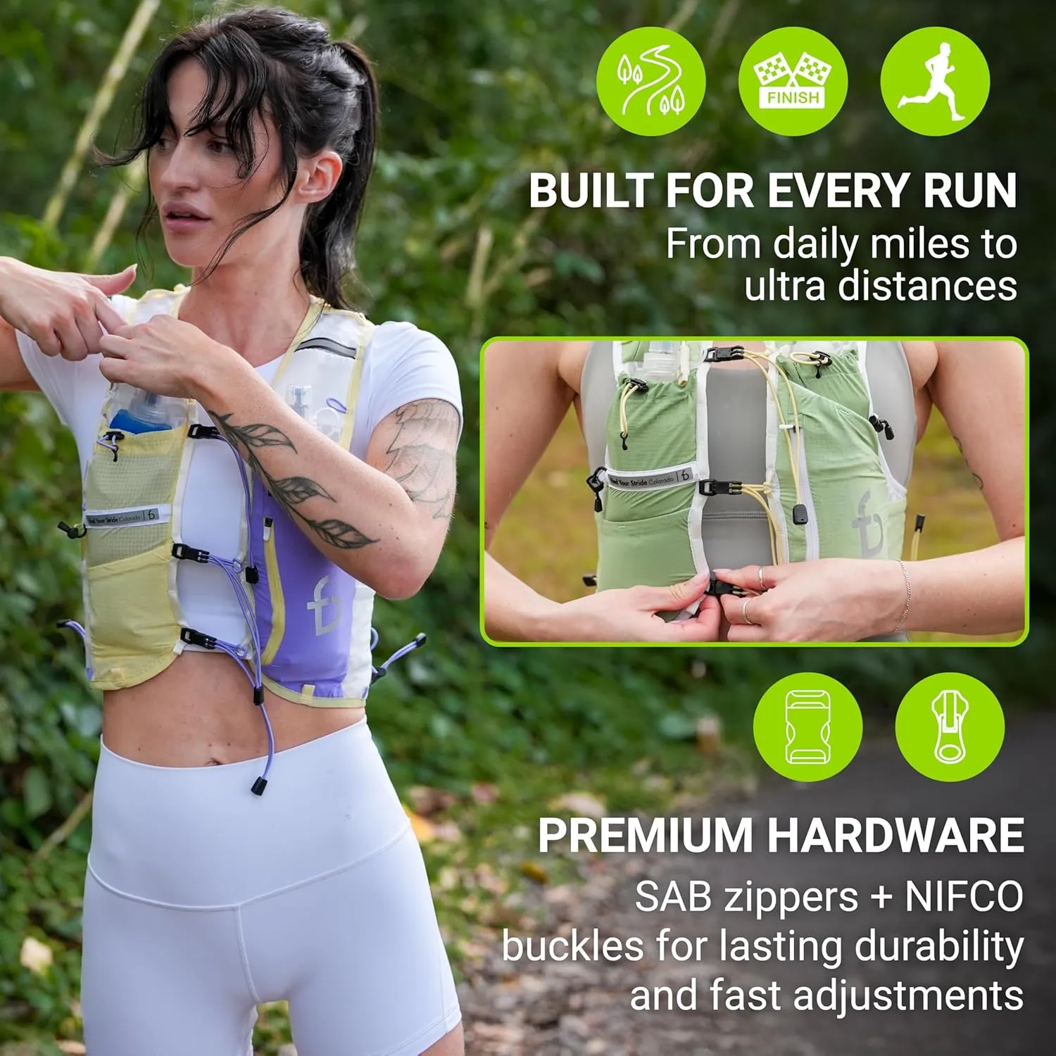 FlipBelt Tahoe Hydration Vest – Ultralight Running Vest for Men & Women – Includes Two 500ml Soft Flasks – Trail, Marathon, and Long-Distance Race Pack