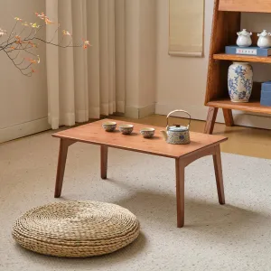 Foldable Bamboo Small Table Foldable Floor Desk Folding Coffee Table No Assembly Required for The Floating Window Tatami Tea Room Balcony Living Room Outdoor（Large）