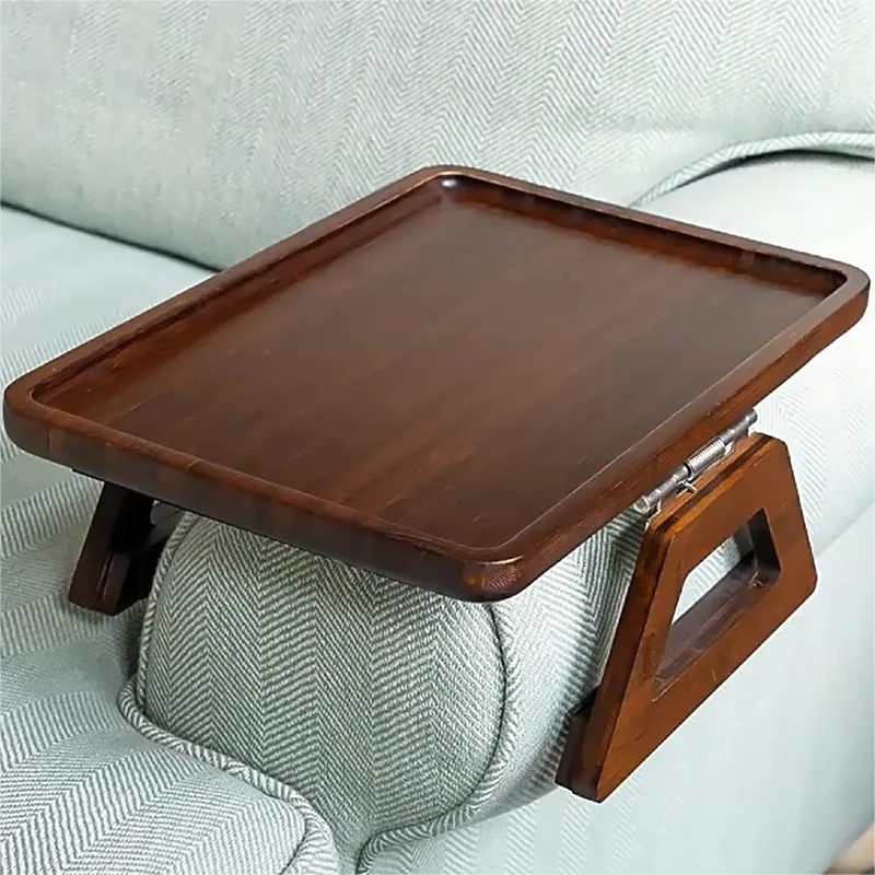 Foldable Bamboo Sofa Armrest Table.