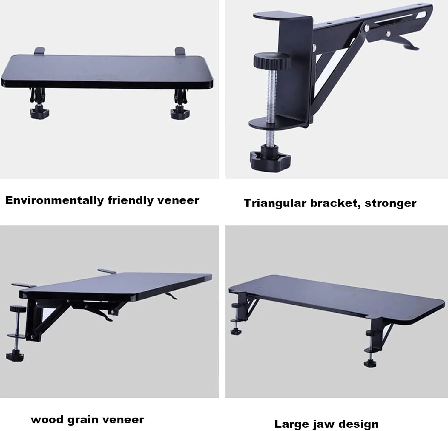 Foldable Keyboard Tray, Clamp-on Desk Extension Tray, Ergonomic Keyboard Drawer, Table Stand, Armrest, Slide-Out Bracket, Computer Elbow Arm Support (Color : No