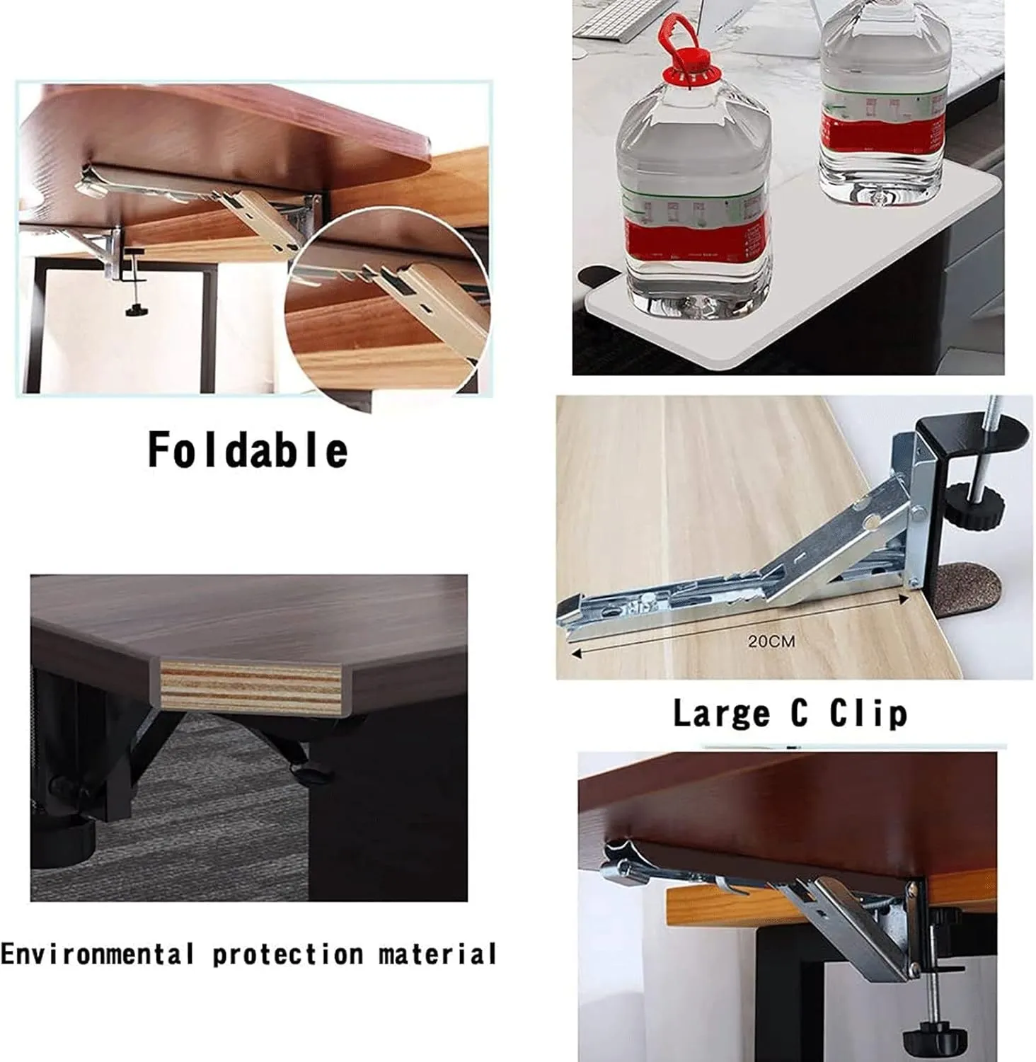 Foldable Keyboard Tray, Clamp-on Desk Extension Tray, Ergonomic Keyboard Drawer, Table Stand, Armrest, Slide-Out Bracket, Computer Elbow Arm Support (Color : No