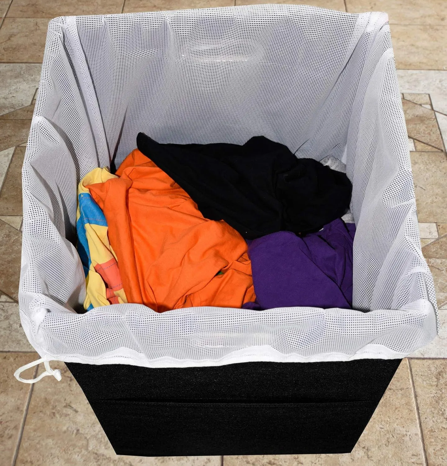 Foldable Large Laundry Hamper With Laundry Bag - Premium Durable Fabric, Plastic Board, Extra-Large Size, Space-Saving & Compact Clothes Basket With Metal Handles (Black)