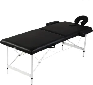 Foldable Massage Table 2 Zones with Adjustable Aluminum Frame, Portable Design, Black