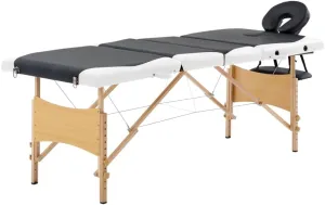 Foldable Massage Table for Relaxation and Comfort, Adjustable Height and Cushioned Support, Black and White Design