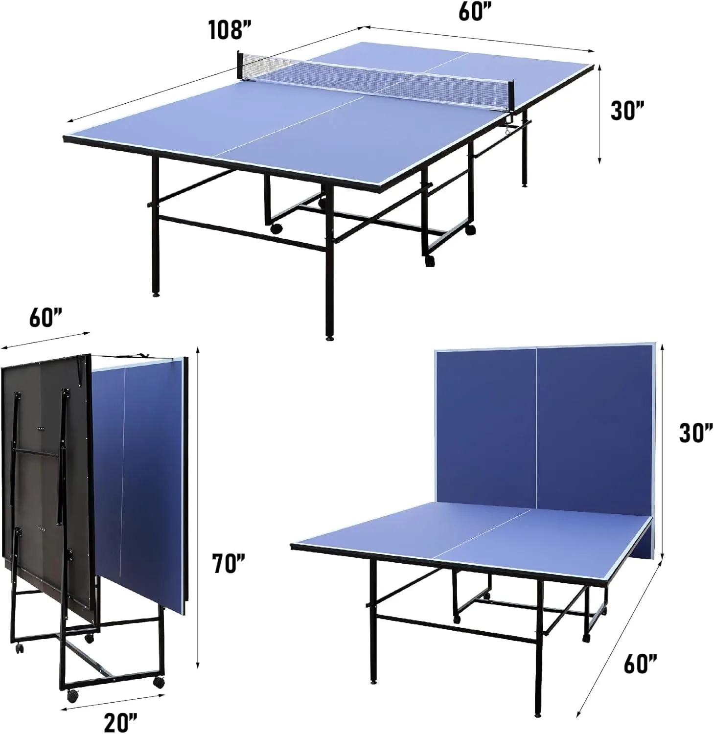 Foldable Ping Pong Table,Professional Table Tennis Table for Indoor/Outdoor with Net, 2 Table Tennis Paddles and 3 Balls Easy Assembly - Tournament Quality - Recreational to Tournament Level