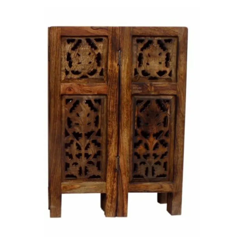 Foldable Solid Wood Pedestal End Table