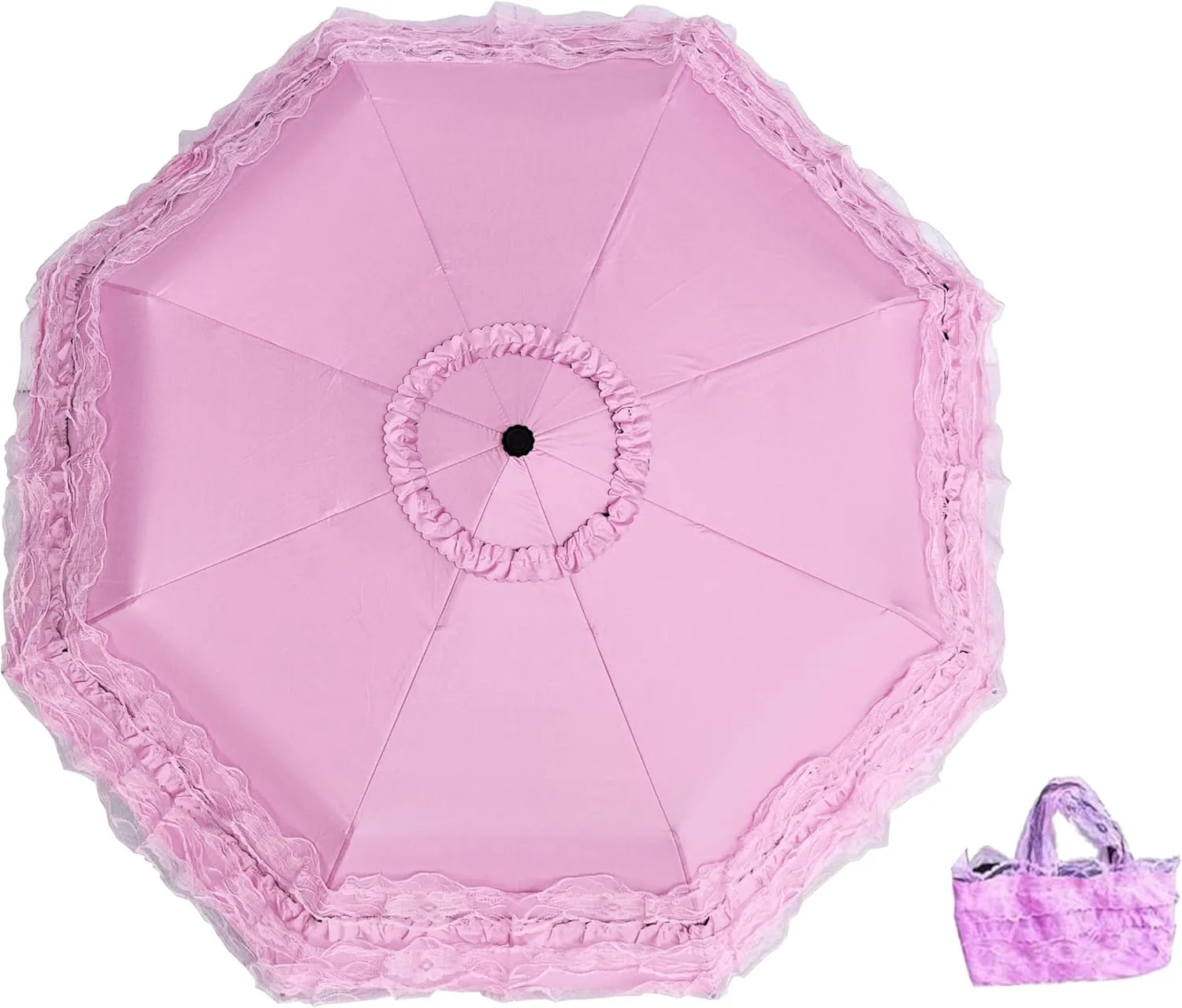 Foldable Travel Umbrella Compact UV Resistance Princess Lace Parasol Umbrella Sun Umbrella for Women Girls